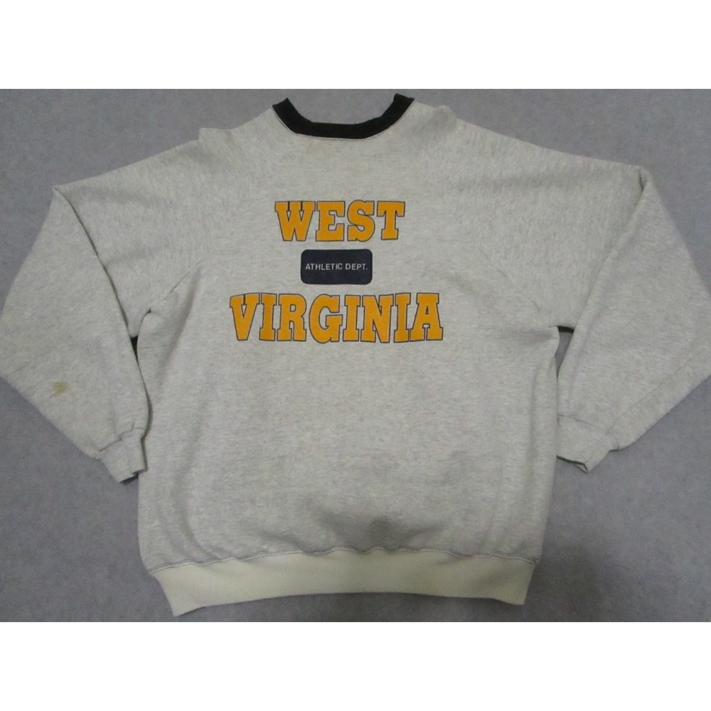 Vintage West Virginia Sweater Mens Large Gray Crewneck Mountaineers College 90s
